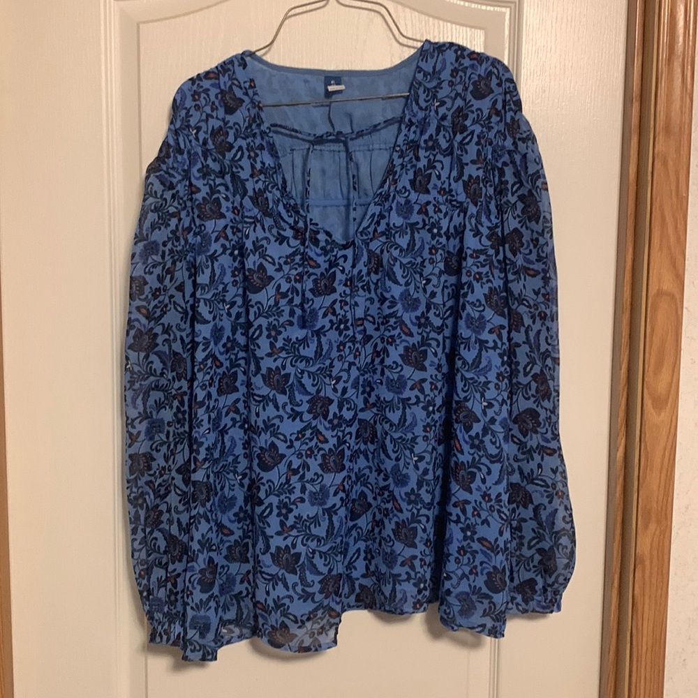 Blue boho blouse